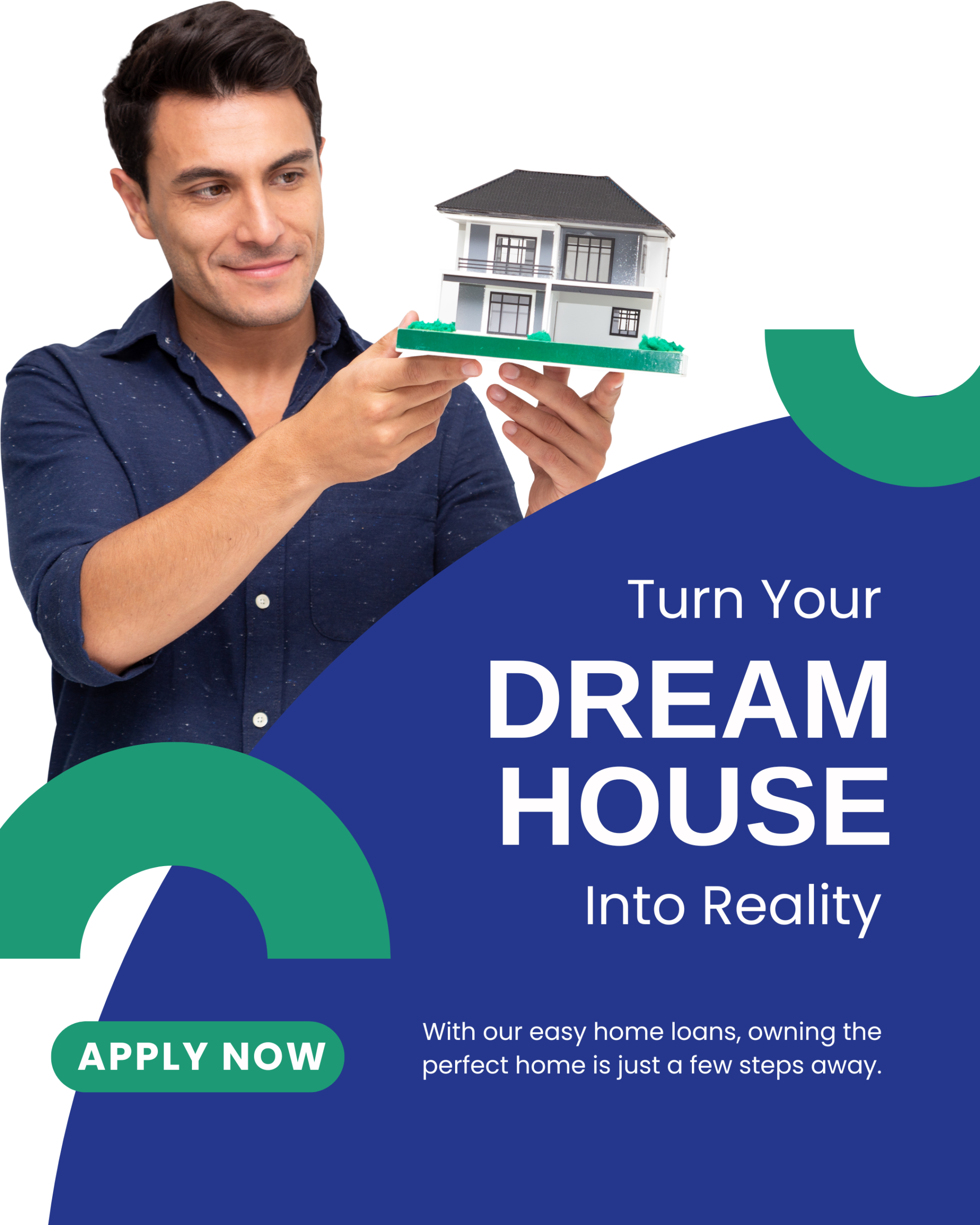 blue and green simple home loan services instagram post