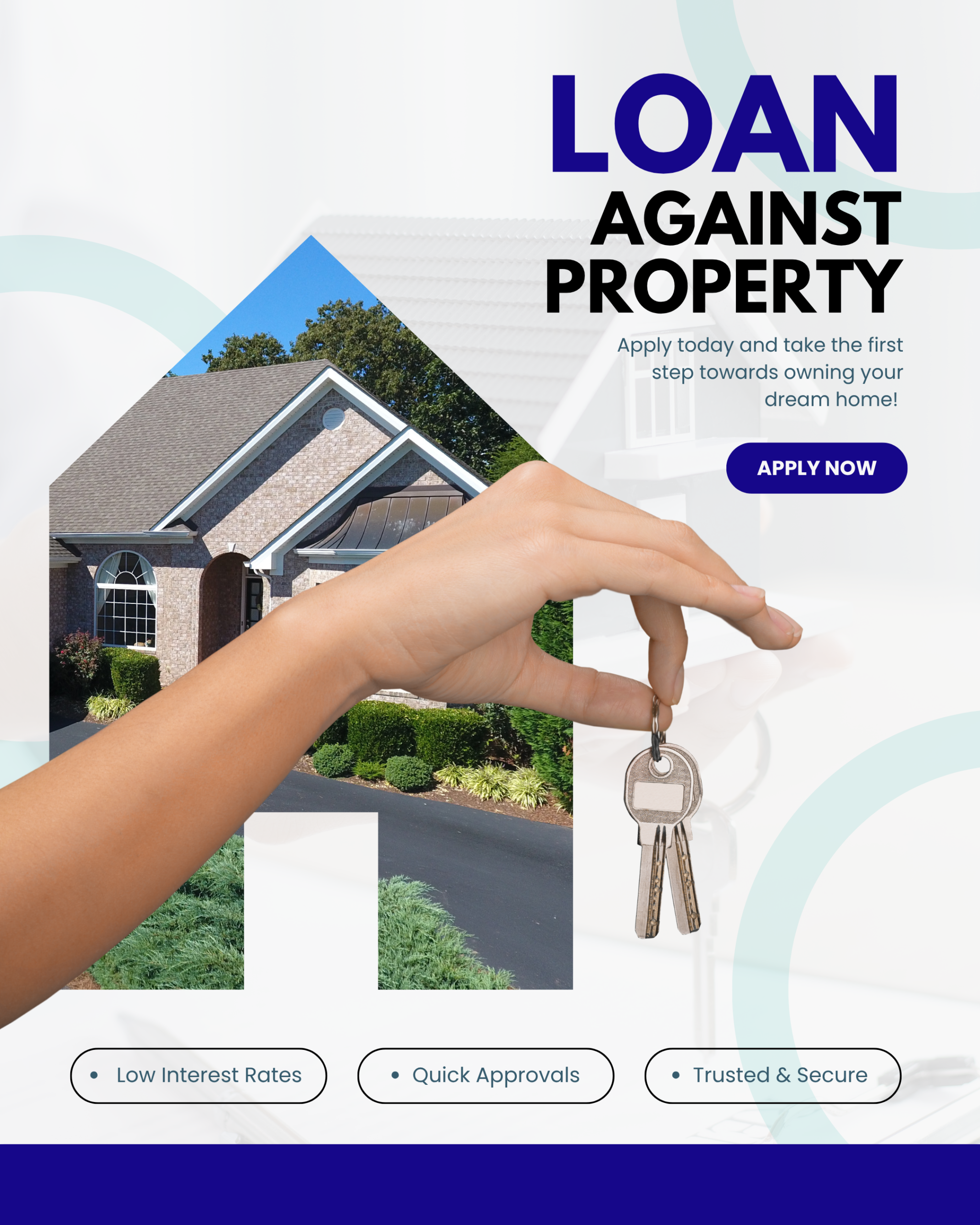blue and white minimalist home loan services instagram post