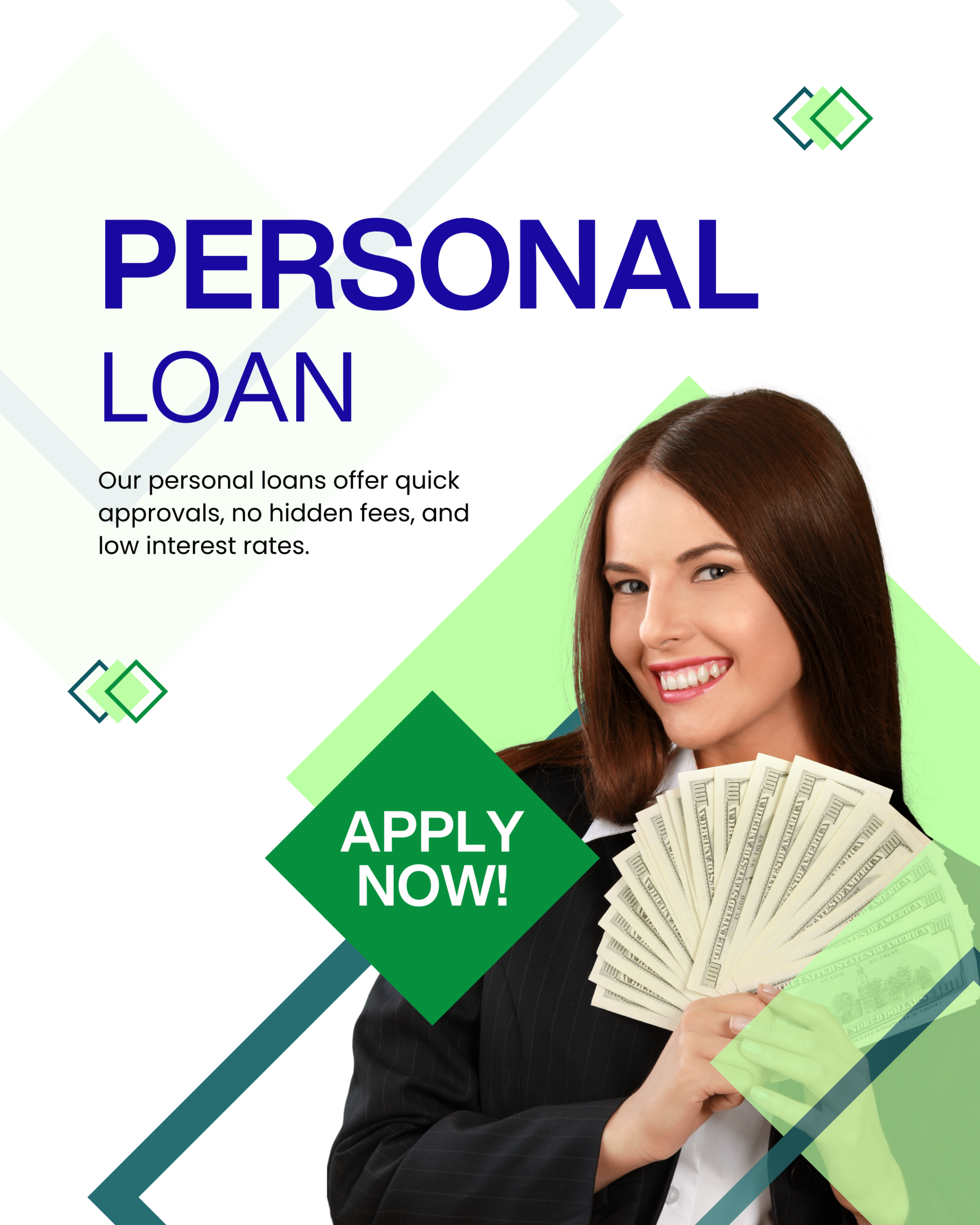 green and white modern loan services instagram post